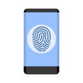 Black smartphone with fingerprint scanning icon for apps with security unlock - vector Royalty Free Stock Photo